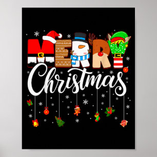 Merry Christmas Family Matching Pajamas Xmas Men W Poster