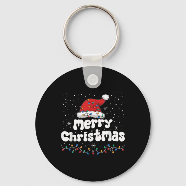 Merry Christmas Family Matching Xmas Santa Hat Xma Key Ring (Front)