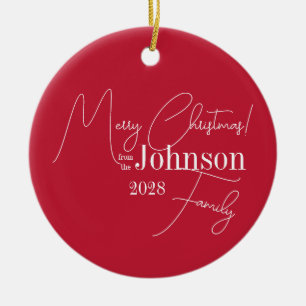 Merry Christmas Family Modern Red Ceramic Tree Decoration