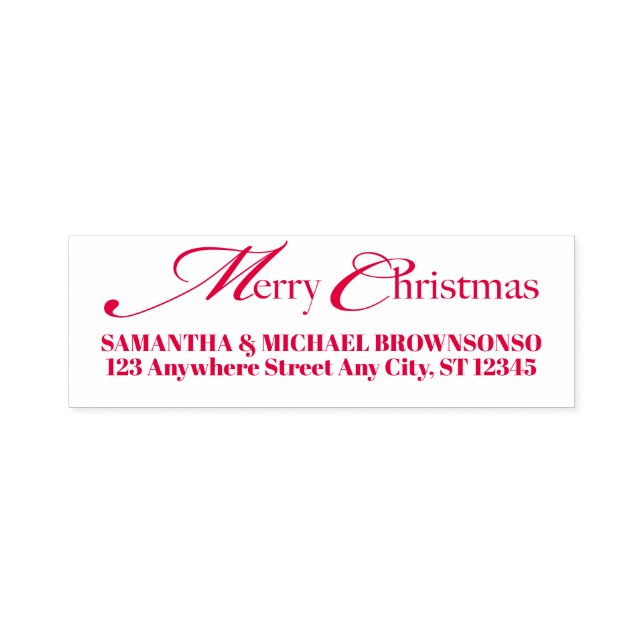 Merry Christmas Family Name Address Self-inking Stamp (Design)