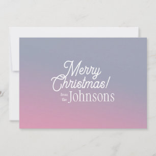 Merry Christmas Family Name Ombre Lilac Pink Holiday Card