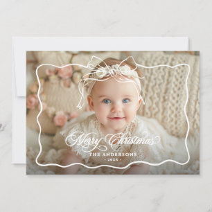 Merry Christmas Family Name & Photo Holiday Card