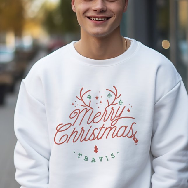 Merry Christmas Family Name Reindeer Holiday Sweatshirt (Merry Christmas Family Name Reindeer Holiday Sweatshirt)