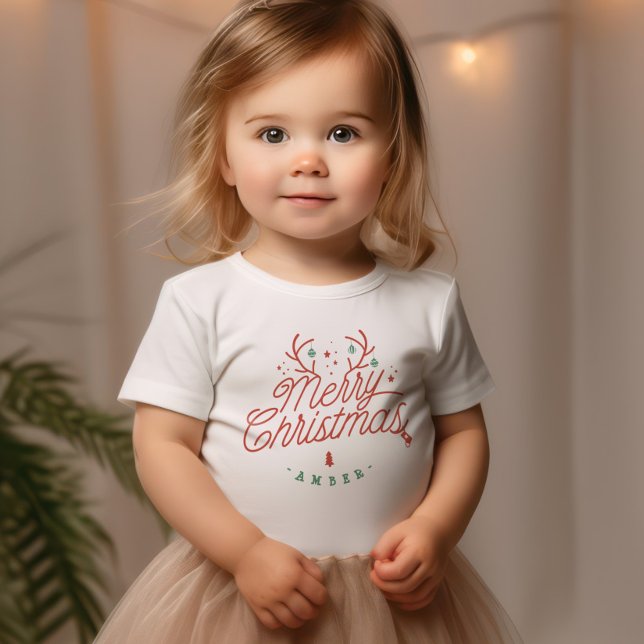Merry Christmas Family Name Reindeer Holiday Toddler T-Shirt (Merry Christmas Family Name Reindeer Holiday Toddler T-shirt)