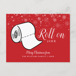 Merry Christmas Family Name Roll On New Year Fun Holiday Postcard