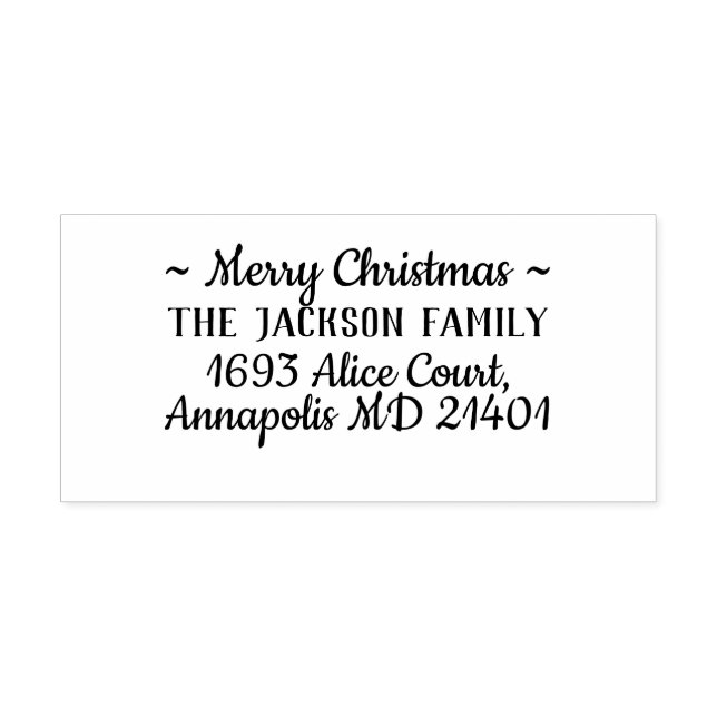 Merry Christmas Family Name  Rubber Stamp (Imprint)
