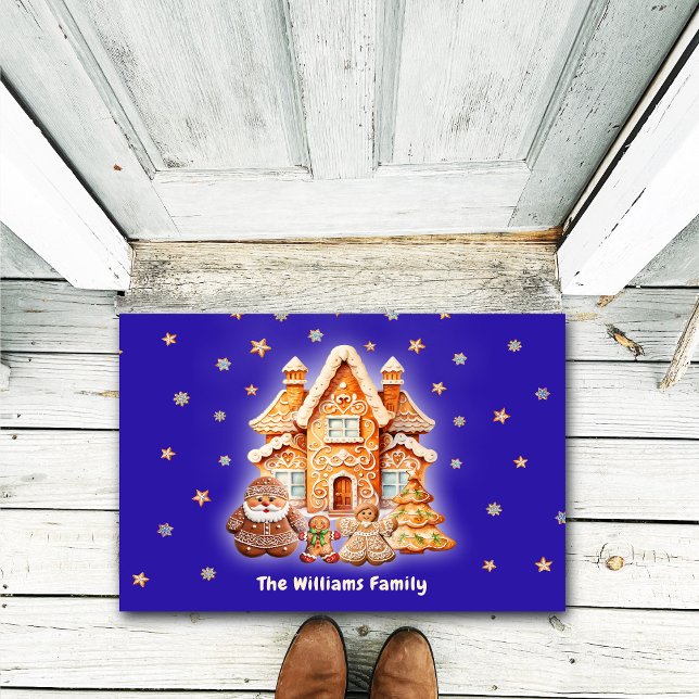 Merry Christmas Family Personalised Name Navy Fun Doormat (Creator Uploaded)