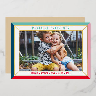 MERRY CHRISTMAS family photo bold colour border