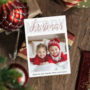 Merry Christmas Family Photo Card   Custom Holiday
