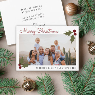 Merry Christmas Family Photo Cherry Holiday Moving Announcement