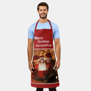 Merry Christmas Family Photo Child Personalise Apron