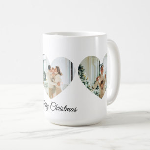Merry Christmas Family Photo Collage Heart Mug