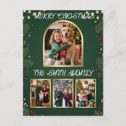 Merry Christmas Family Photo Collage Holiday Postcard