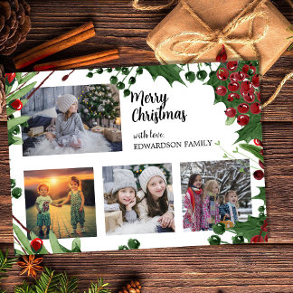 Merry Christmas family photo collage magnetic card