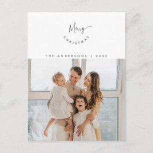 Merry Christmas, Family Photo, Contemporary Script Postcard