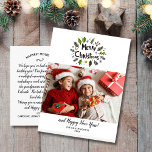 Merry Christmas Family Photo Festive Botanicals Postcard<br><div class="desc">Spread holiday cheer with this fun postcard featuring your horizontal photo accented with a hand drawn Merry Christmas Botanical Wreath. The backside features space for a typed holiday note or delete and leave space to handwrite one. Also add your return address. Fun and modern yet simple and festive - perfect...</div>