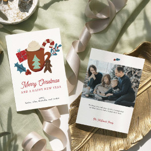 Merry Christmas Family Photo Holiday Cosy Cocoa Card