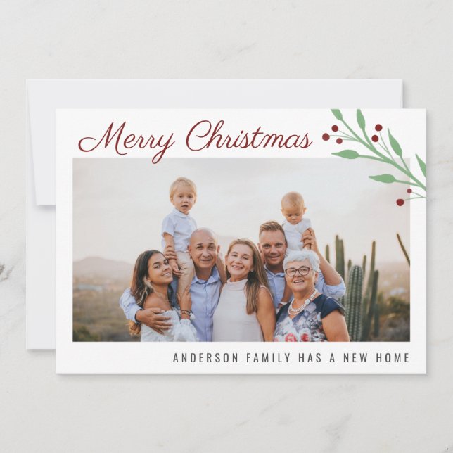 Merry Christmas Family Photo Holiday Moving Announcement (Front)