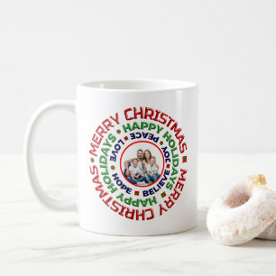 Merry Christmas Family Photo Holidays Personalise Coffee Mug