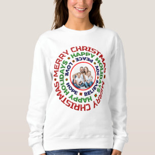 Merry Christmas Family Photo Holidays Personalise Sweatshirt