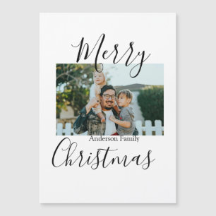 Merry Christmas family photo modern elegant rustic