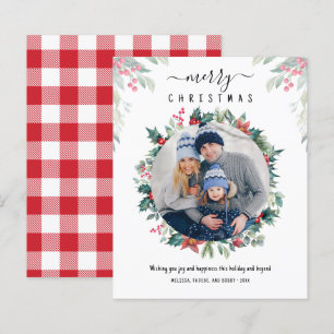 Merry Christmas Family Photo Plaid Card