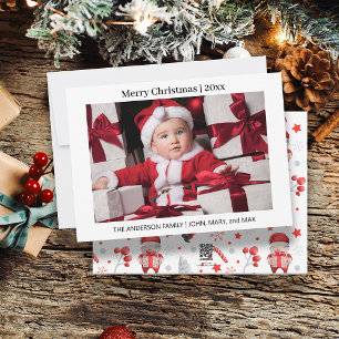 Merry Christmas Family Photo Santa Claus  Holiday Card