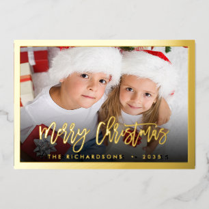 Merry Christmas Family Photo Script Template Foil