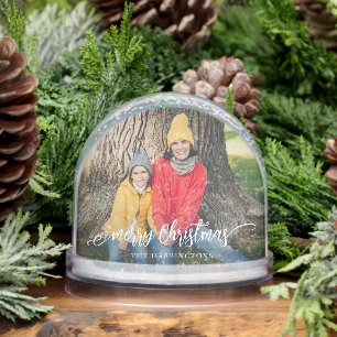 Merry Christmas Family Photo Snow Globe