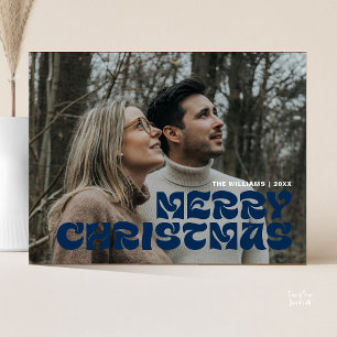 Merry Christmas Family Photo, Stylish Elegant Chic Postcard