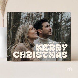 Merry Christmas Family Photo, Stylish Elegant Chic Postcard