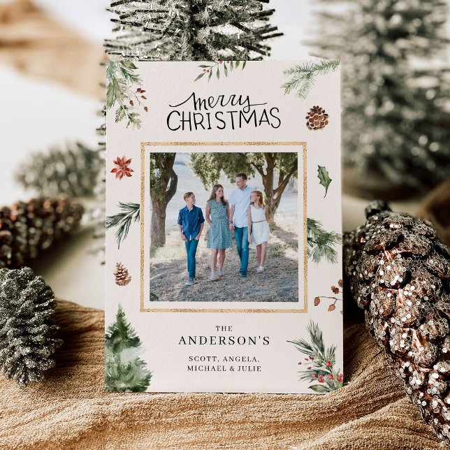 Merry Christmas Family Photo Wild Forrest Card (Creator Uploaded)