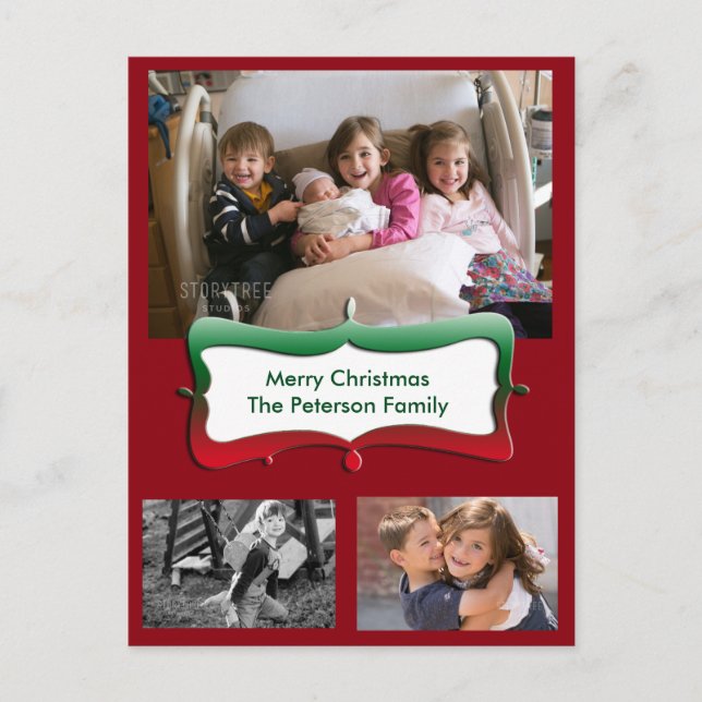 Merry Christmas Family Photos Postcard (Front)