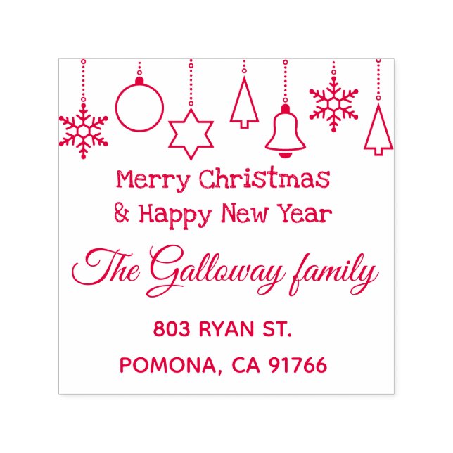 Merry Christmas Family Return Address Self-inking Stamp (Design)