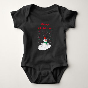 Merry Christmas Family Snowman Snowflakes Black Baby Bodysuit