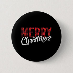 Merry Christmas Family Xmas Red Buffalo Plaid 6 Cm Round Badge