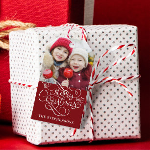 Merry Christmas Fancy Script Your Colour Gift Tags