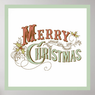 Merry Christmas Fancy Text Design Poster