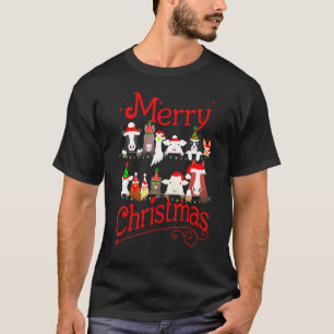 Merry Christmas Farm Cow Chicken Pig Santa Christm T-Shirt