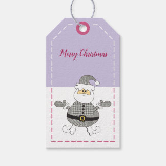 Merry Christmas Fashion Houndstooth Pattern Santa Gift Tags