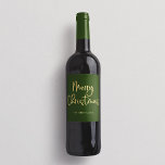 Merry Christmas | Faux Gold Casual Script on Green Wine Label<br><div class="desc">These simple and stylish holiday wine labels say "Merry Christmas" in modern,  casual faux gold script typography on a festive green background.</div>