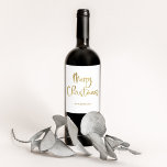 Merry Christmas | Faux Gold Casual Script on White Wine Label<br><div class="desc">These simple and stylish holiday wine labels say "Merry Christmas" in modern,  casual faux gold script typography on a white background.</div>