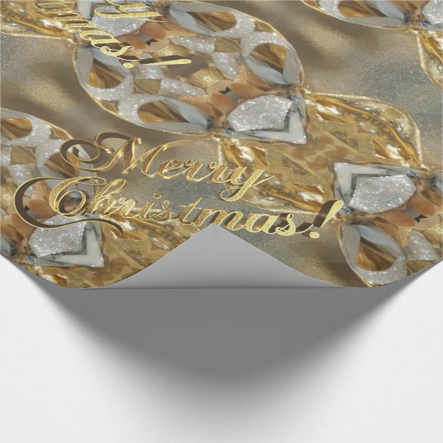 Merry Christmas Faux Gold Foil Script Elegant Chic Wrapping Paper (Corner)