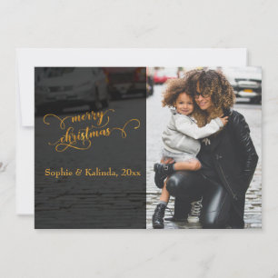 Merry Christmas Faux Gold Foil Typography Holiday Card