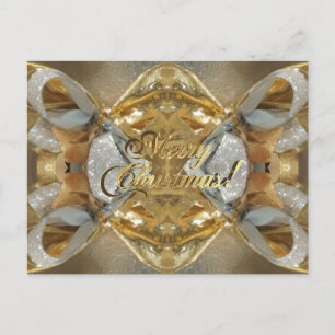 Merry Christmas Faux Gold Script Elegant Chic Postcard