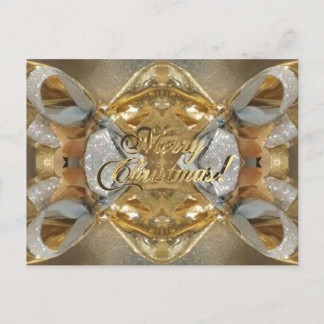 Merry Christmas Faux Gold Script Elegant Chic Postcard (Front)