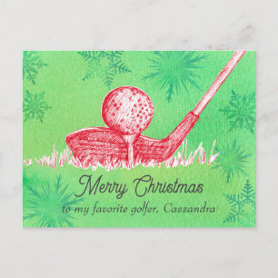 Merry Christmas Favourite Golfer Club Custom Name Holiday Postcard