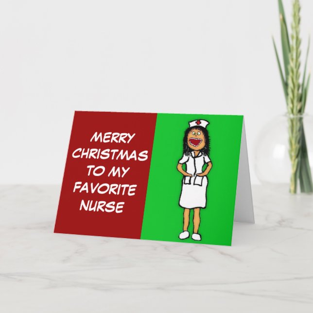Merry Christmas Favourite Nurse Holiday Card (Front)