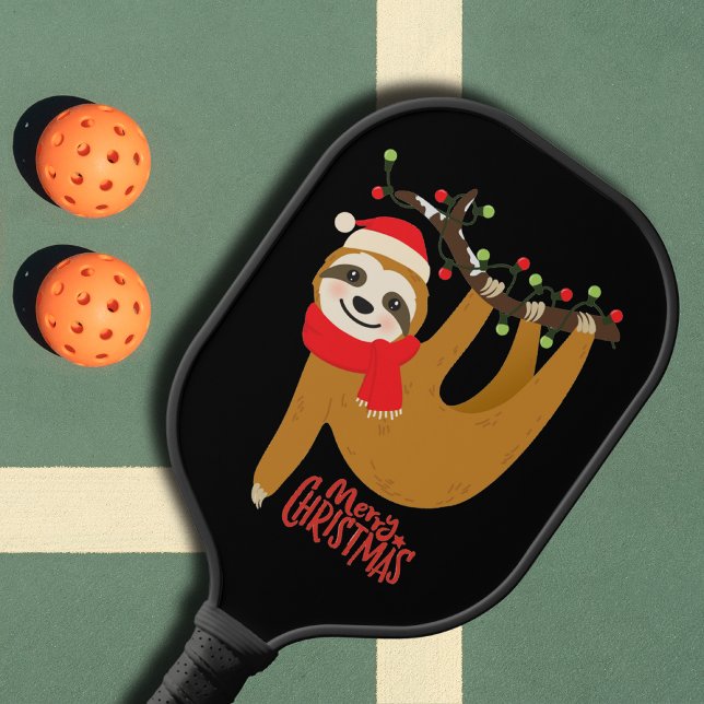 Merry Christmas Festive Cute Holiday Sloth Pickleball Paddle (Creator Uploaded)