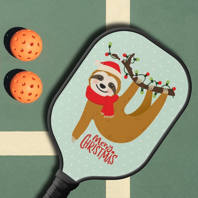 Merry Christmas Festive Cute Holiday Sloth Pickleball Paddle (Creator Uploaded)